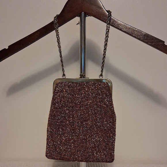 👜 Rare Vintage 1960s Harry Levine Bronze Fire Evening Clutch/Bag - Picture 8 of 9
